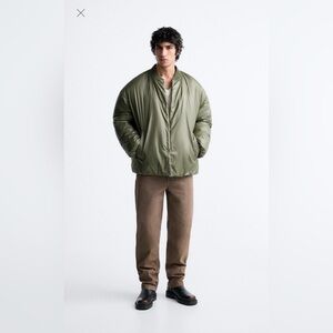 ZARA Oversized Bomber Jacket – Unisex, Size M, Green, New with Tags